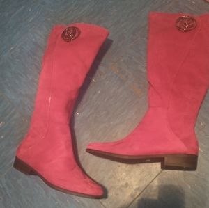 RED VIBRANT "ALEXIA" KNEE HIGH BOOTS SIZE M